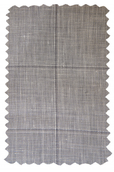 Matière du costume SUAT gris à carreaux.