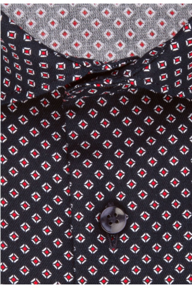 Chemise slim bleue losange rouge