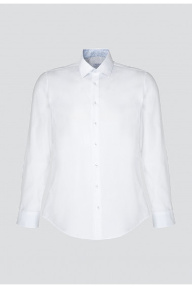 Chemise slim blanche revers fantaisie