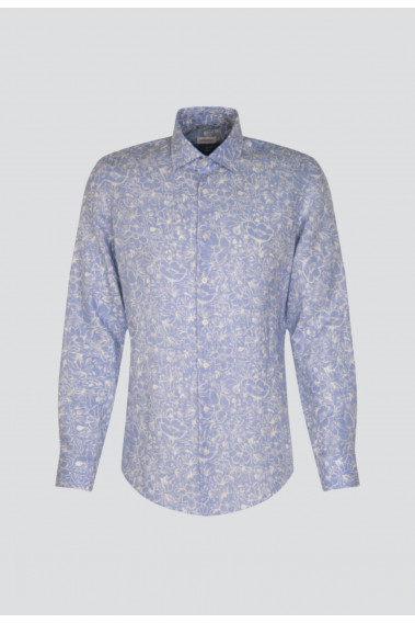 Chemise slim fantaisie bleu clair