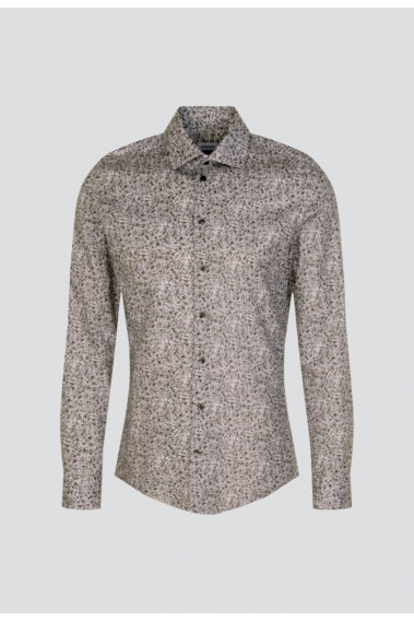 Chemise slim fantaisie beige