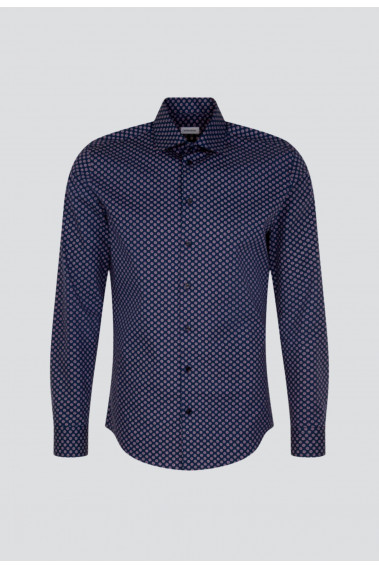 Chemise slim fantaisie marine