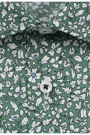 Chemise slim fleurie verte