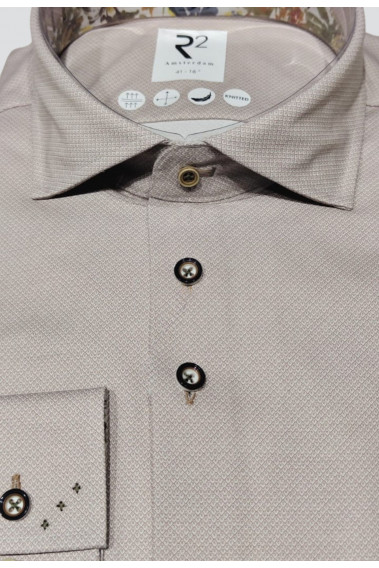 Chemise extra slim armuré beige