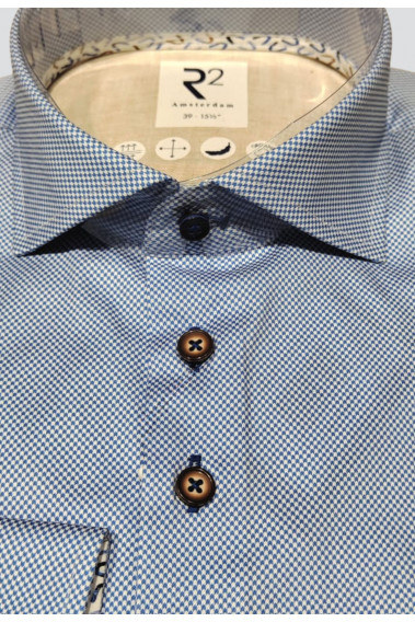 Chemise extra slim armuré bleue