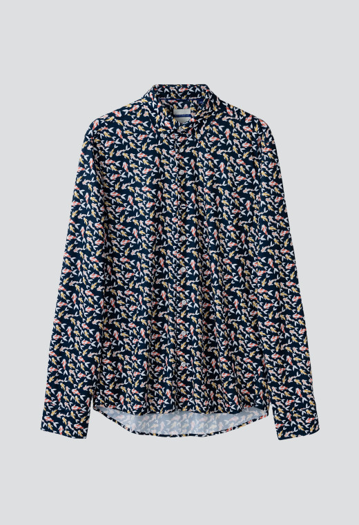 Chemise extra slim fantaisie marine