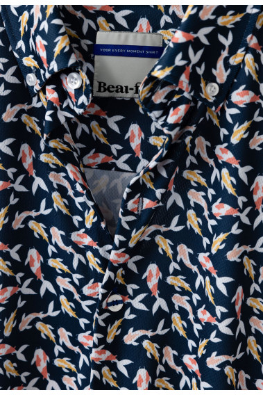 Chemise extra slim fantaisie marine
