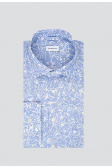 Chemise slim fantaisie bleu clair
