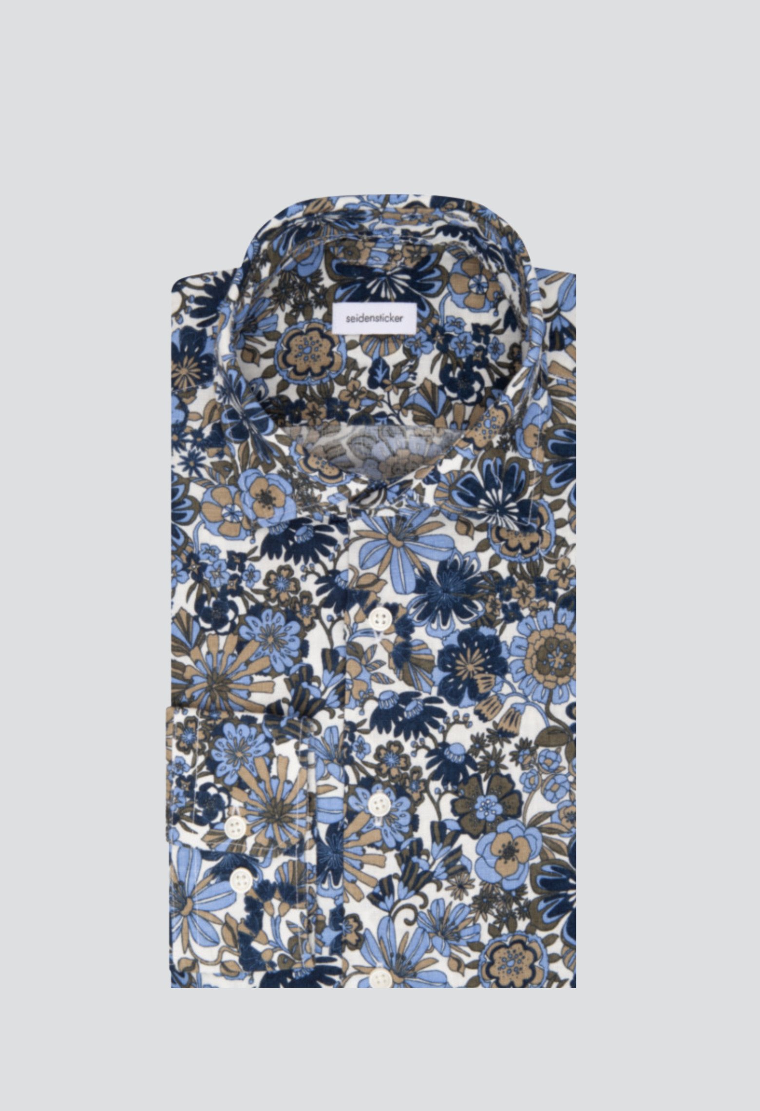 Chemise slim fleurie bleue