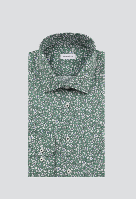 Chemise slim fleurie verte