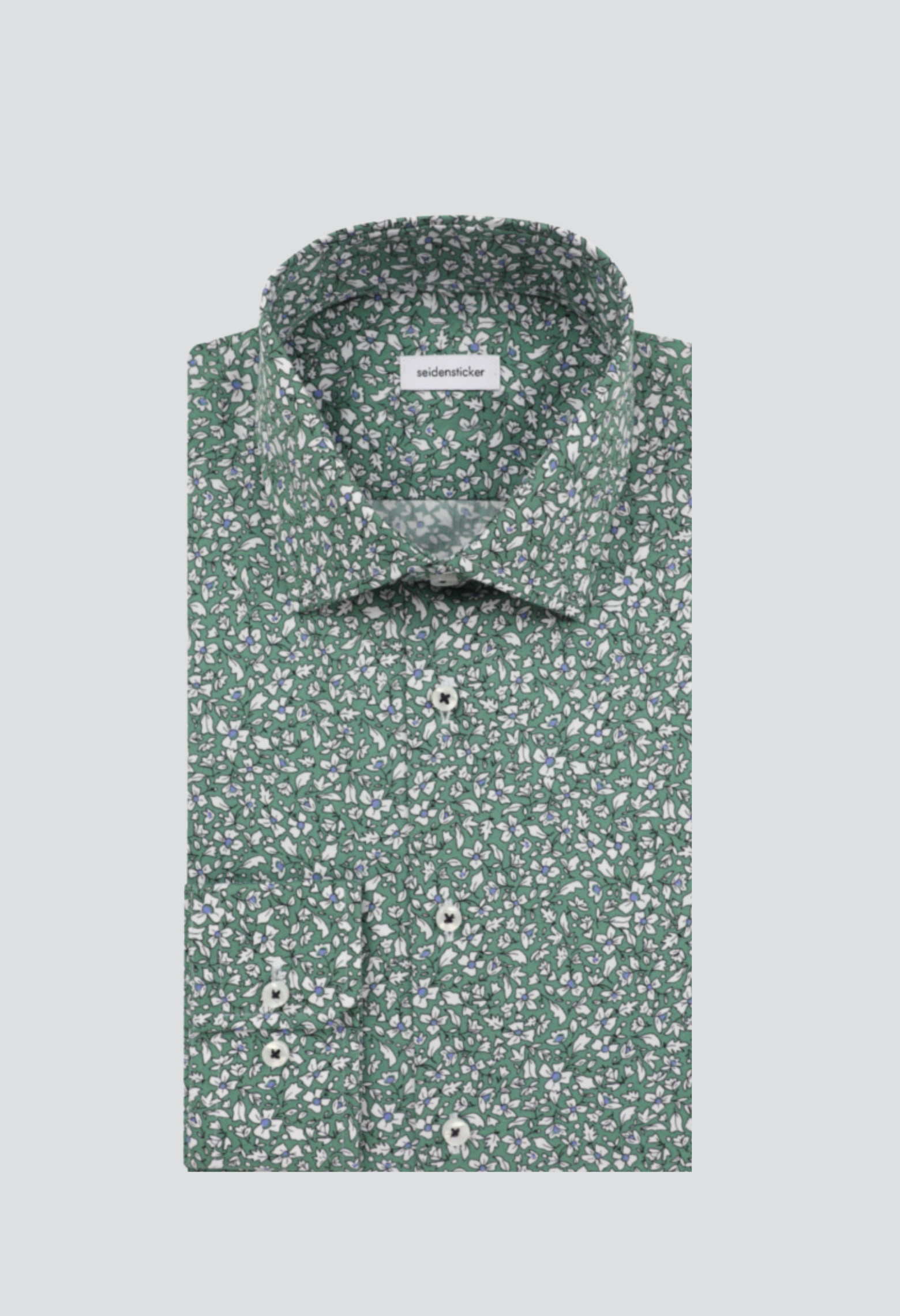 Chemise slim fleurie verte