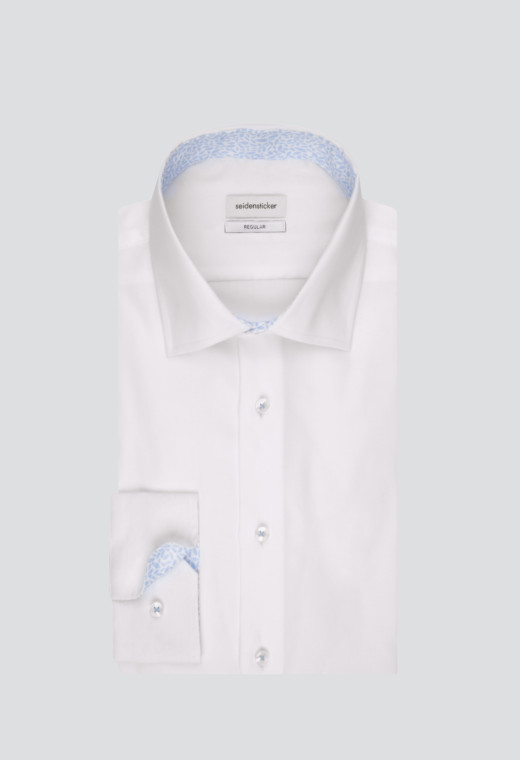 Chemise slim blanche revers fantaisie