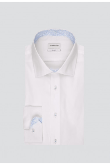 Chemise slim blanche revers fantaisie