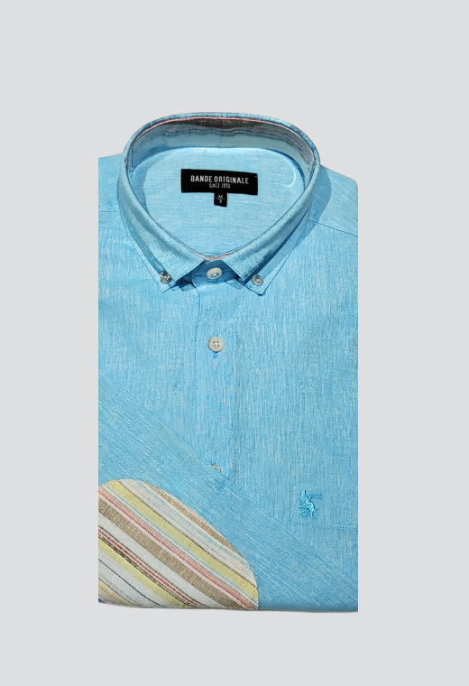 Chemise chinée bleu clair