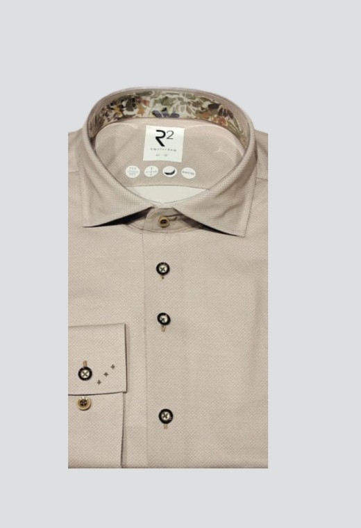 Chemise extra slim armuré beige