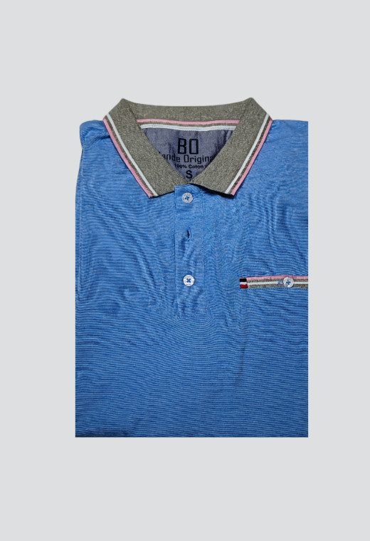 Polo rayures bleu clair