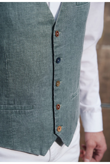 Gilet LYMA vert comportant 5 boutons.