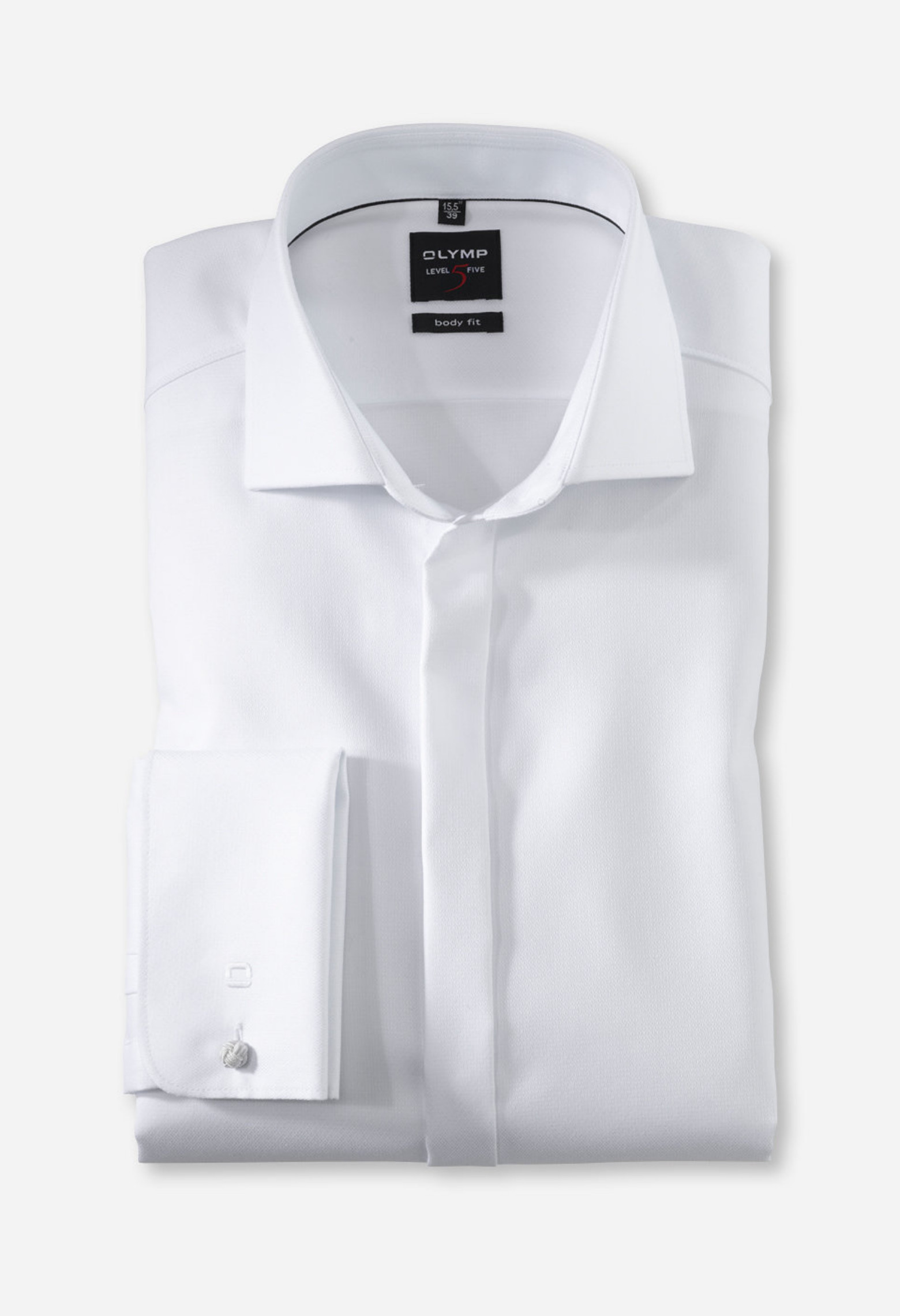 Chemise slim blanche mousquetaire : manches longues.