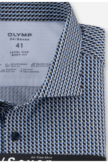 Zoom sur le col de la chemisette regular fantaisie bleue.