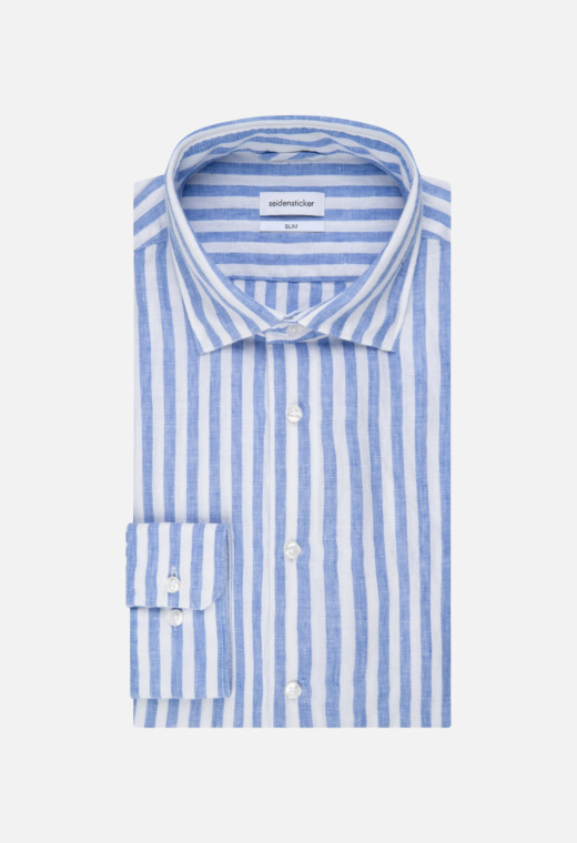 Chemise slim à rayures bleues : manches longues.