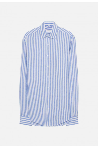Chemise slim à rayures bleues : manches longues.