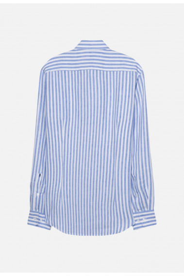 Chemise slim à rayures bleues de dos.