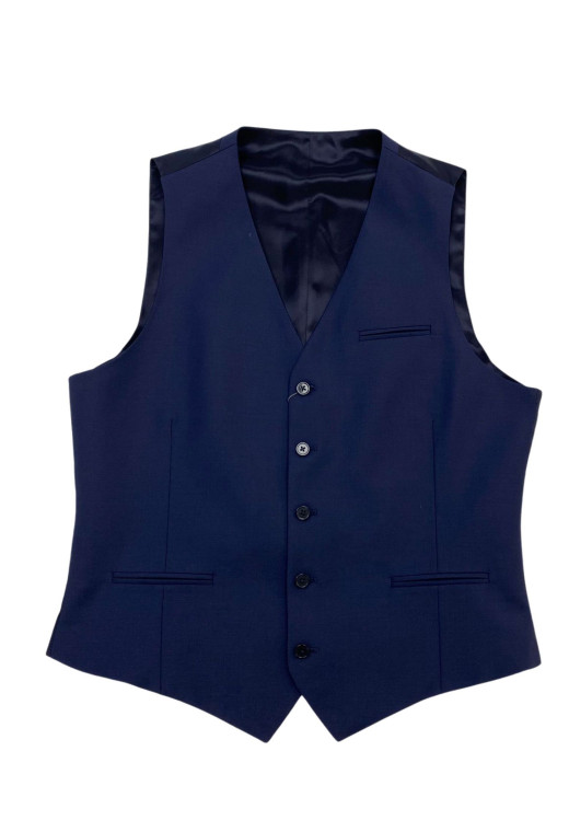 Gilet CHRIS marine comportant un poche poitrine et 5 boutons.