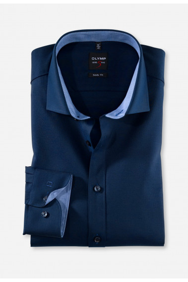 Chemise slim armurée bleue nuit : manches longues.