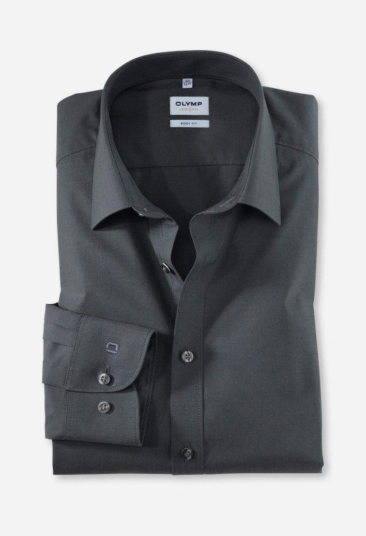 Chemise slim unie grise: manches longues.