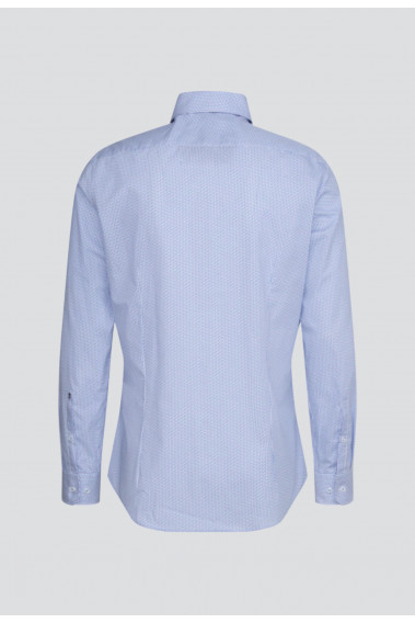 Chemise slim fantaisie bleu clair vue de dos.