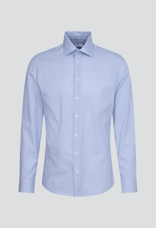 Chemise slim fantaisie bleu clair : manches longues.