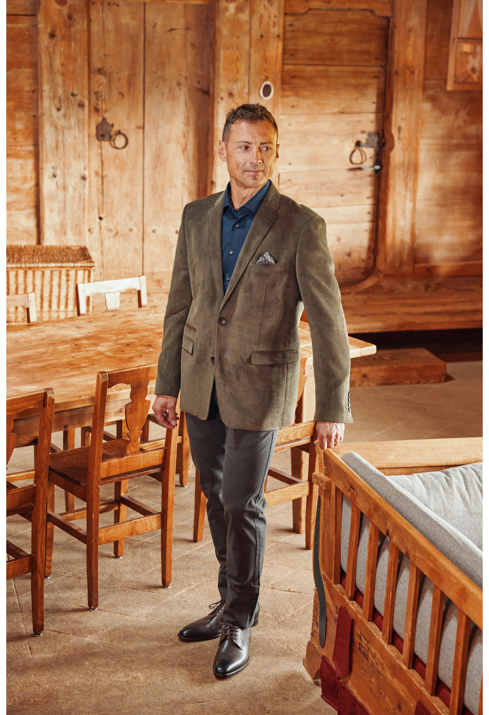 Veste ELOS aspect velours kaki