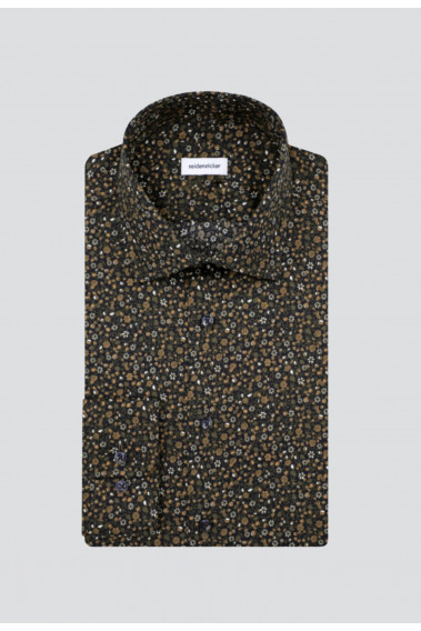 Chemise slim fleurie marine : manches longues.