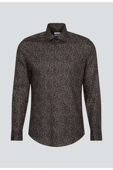 Chemise slim fleurie marine : manches longues.