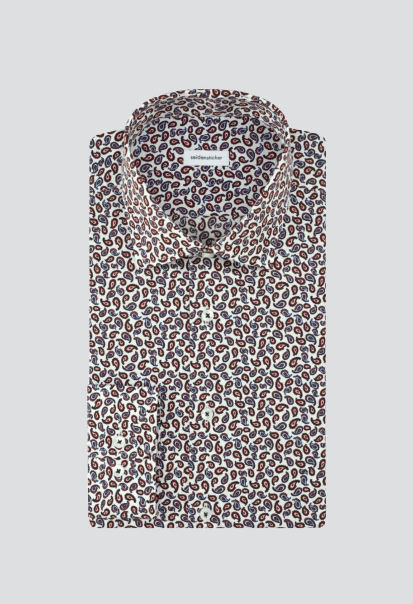 Chemise slim rouge motif cachemire : manches longues.