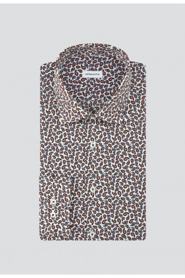 Chemise slim rouge motif cachemire : manches longues.