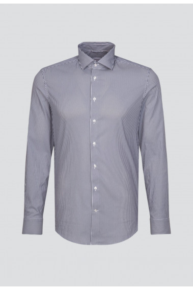 Chemise slim à rayures grises : manches longues