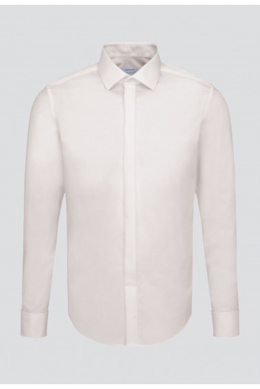 Chemise slim mousquetaire écru : manches longues.