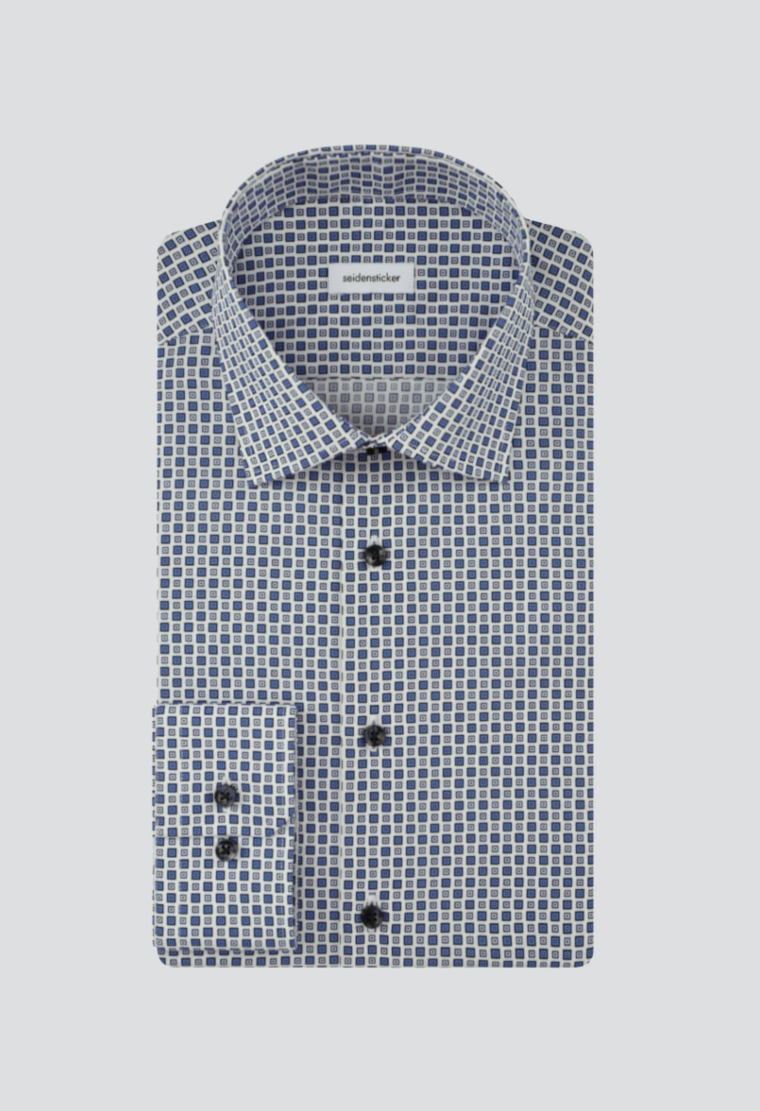 Chemise slim géométrique blanche : manches longues.