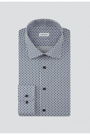 Chemise slim géométrique blanche : manches longues.