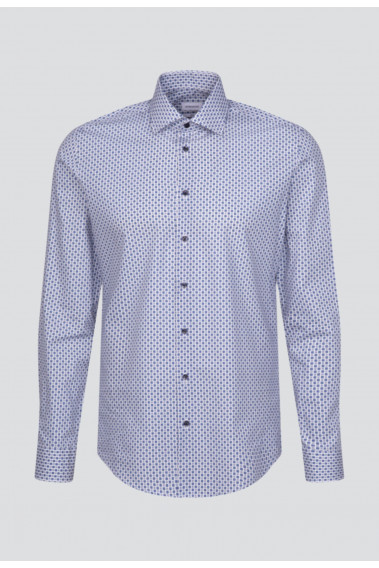 Chemise slim géométrique blanche : manches longues.